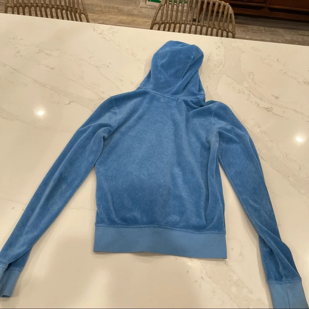 Juicy Couture blue terry cloth zip up hoodie with silver “J” - Picture 9 of 16